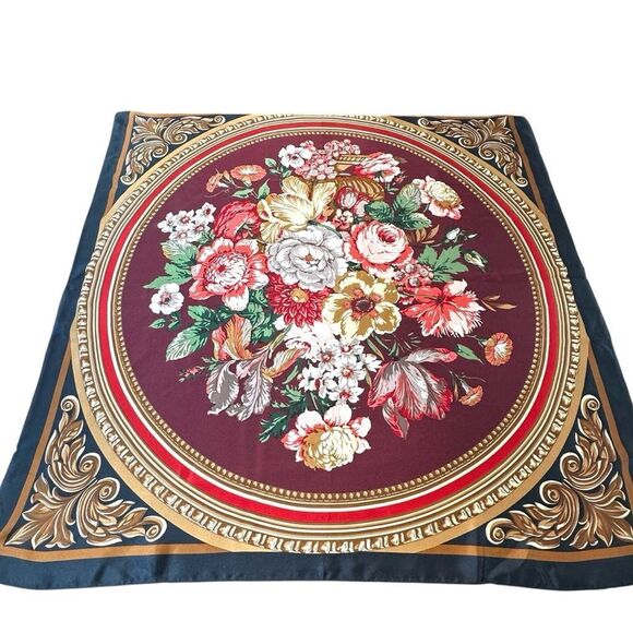 Vintage Echo Large Square Silk Floral Vatican Collection Square - Picture 1 of 8